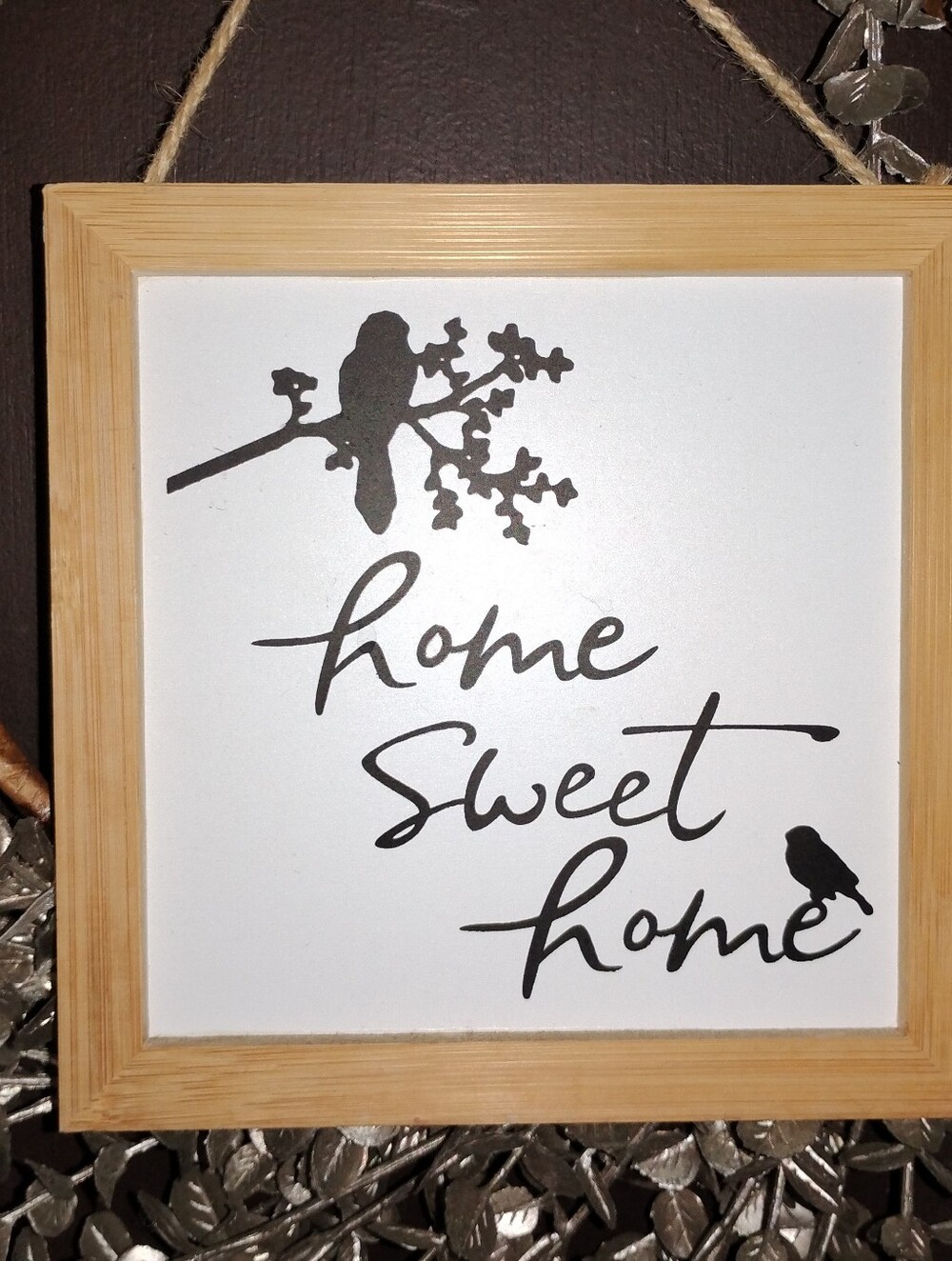 Home Sweet Home Wall Sign with Bird Design - White and Black